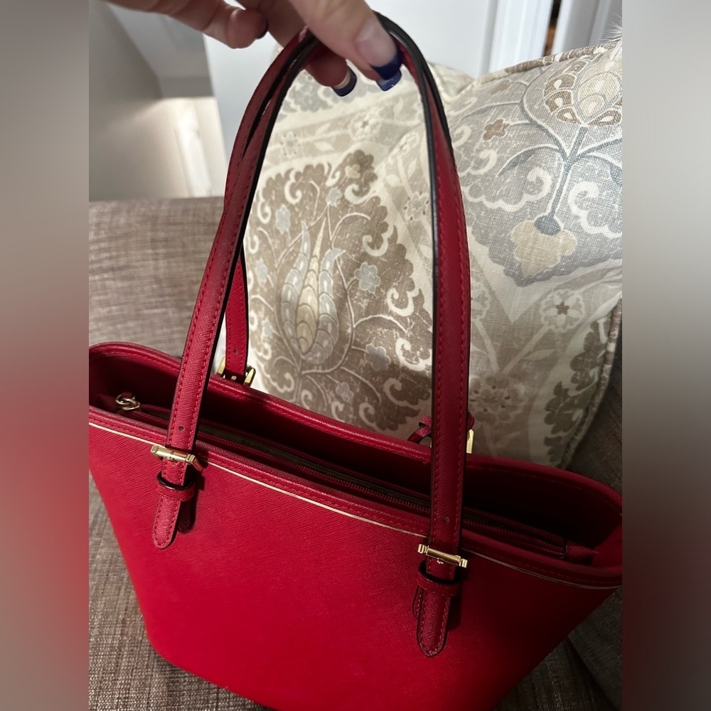 Michael Kors Red Saffiano Tote Bag - Picture 10 of 15